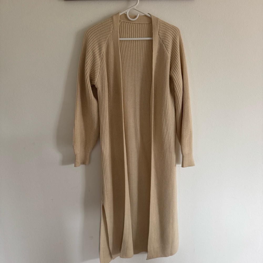 Cream Full Length Cardigan